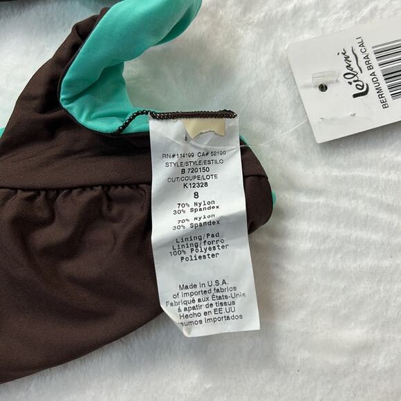 Leilani Two piece bikini set - Bermuda bra/cali in chocolate and mint, 8 NWT - Picture 9 of 14